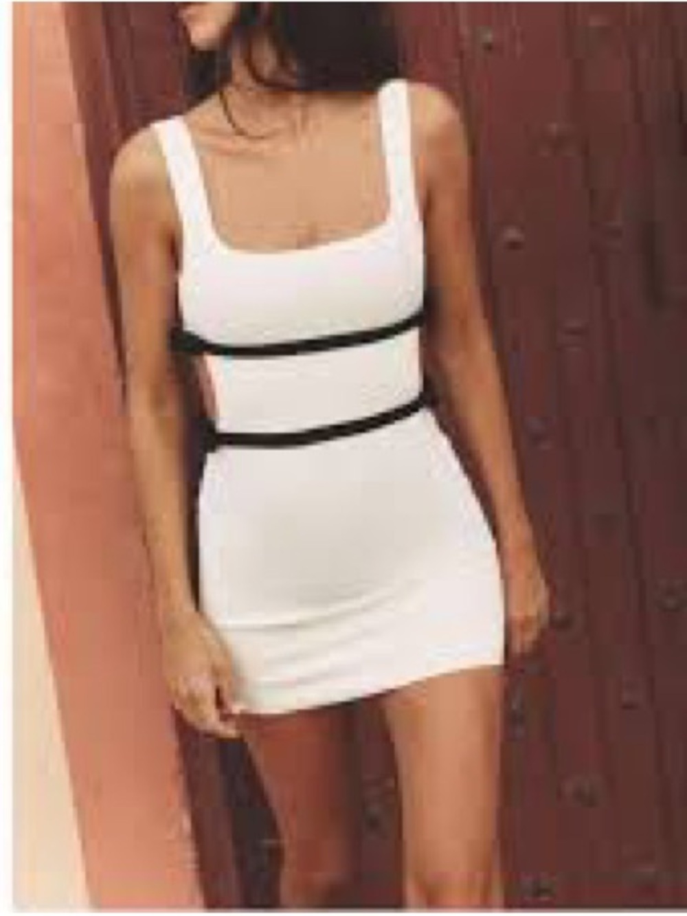 NET Zara White Mini Dress with Black Trim - Picture 4 of 6